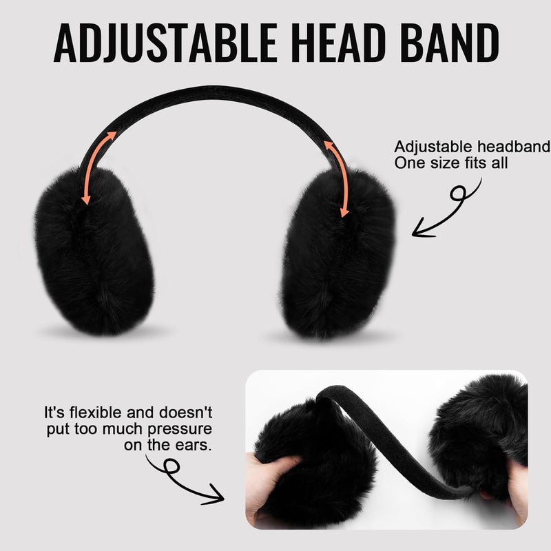 FSTEOE Winter Ear Muffs Women Warm Earmuff Girls Ear Warmers Soft Plush Outdoor Adjustable Ear Cover - Image 5
